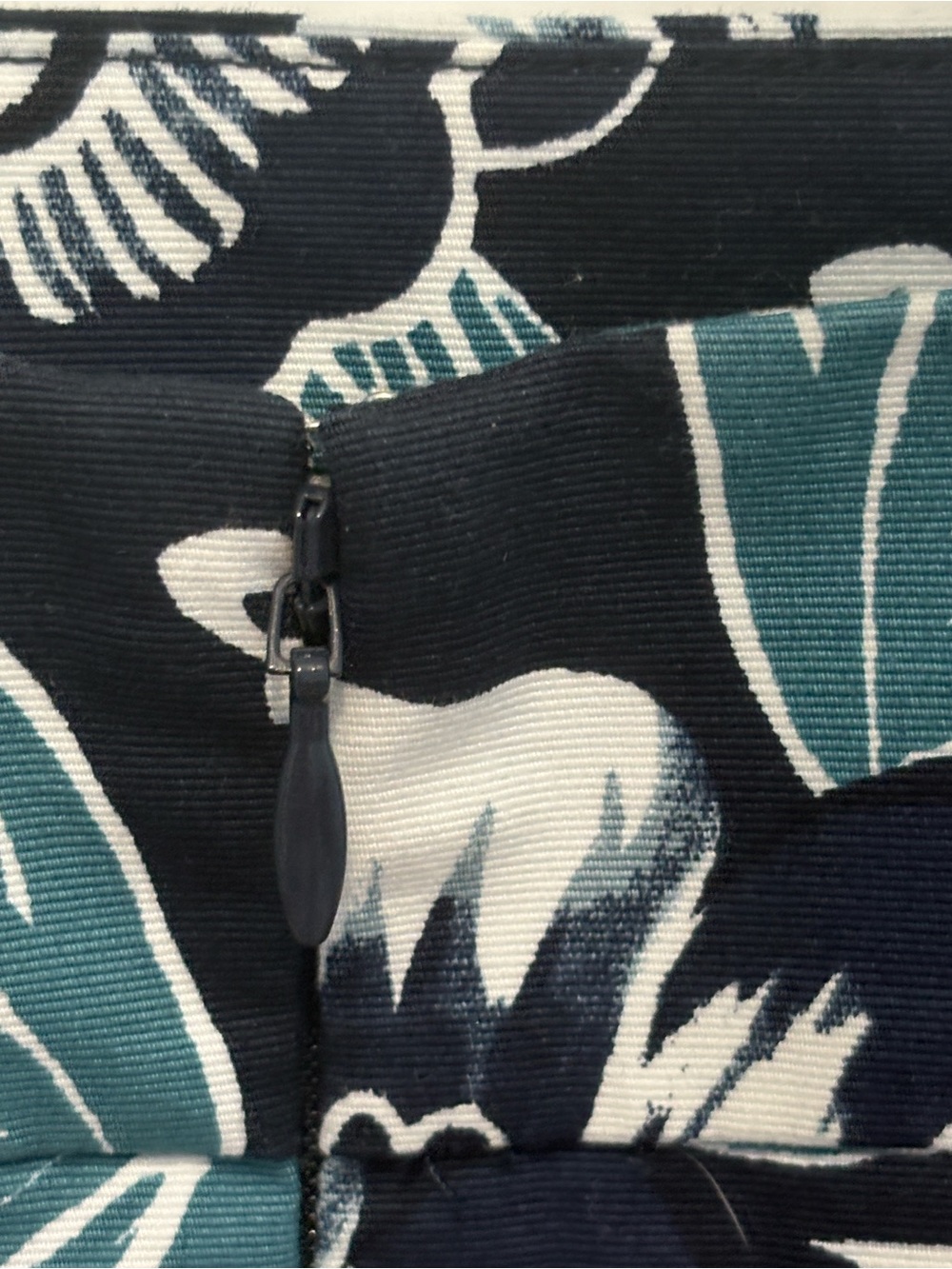 LOFT Black Mini Skirt with Teal and White Floral Print - Picture 3 of 5
